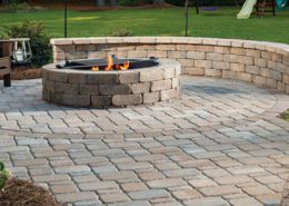 fire pit and hardscape in North Carolina backyard